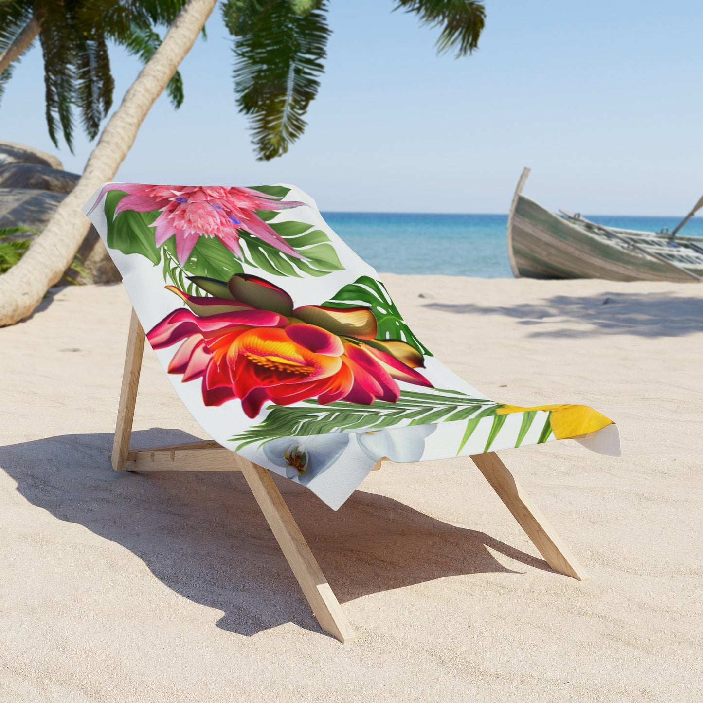 The Lotus Lounge – Luxe Tropical Beach Towel for Summer Escapes