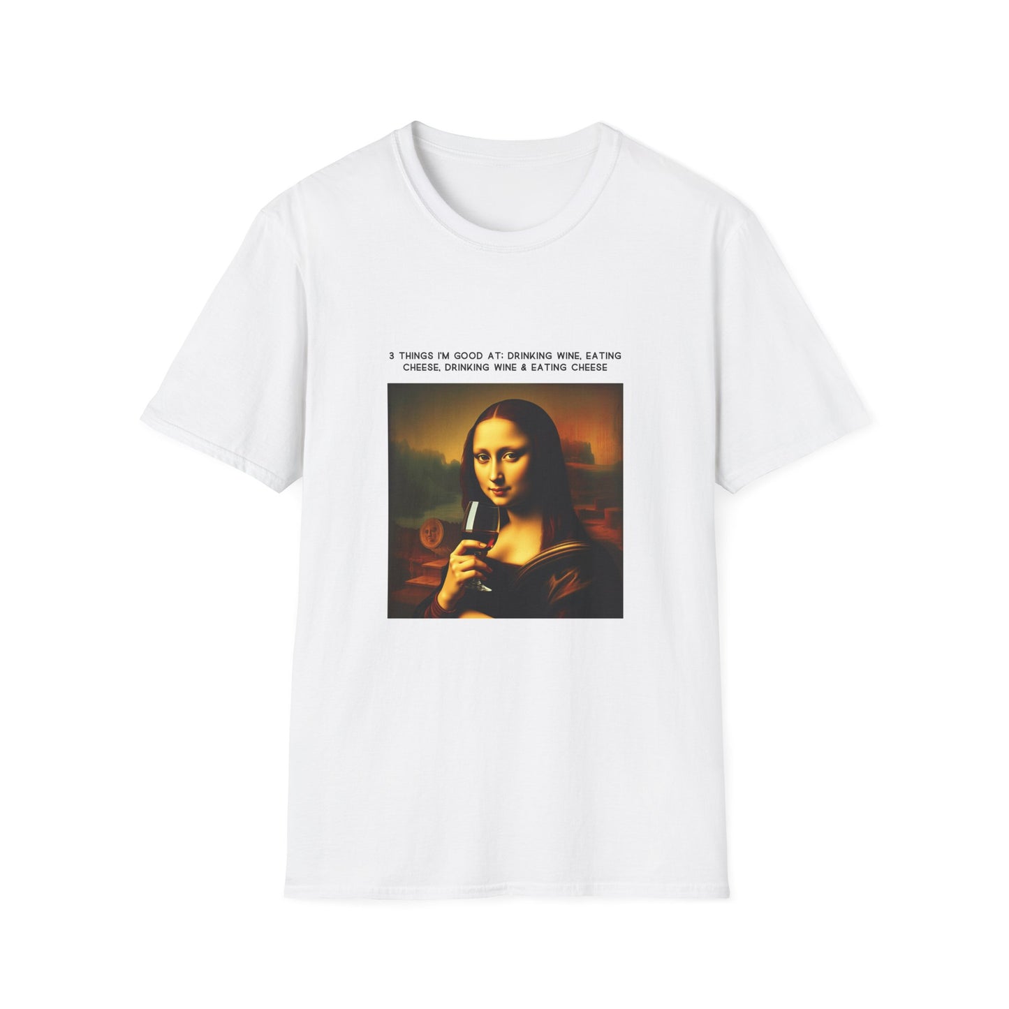Sip Happens | Mona Lisa Inspired Wine Meme Softstyle Tee T-Shirt