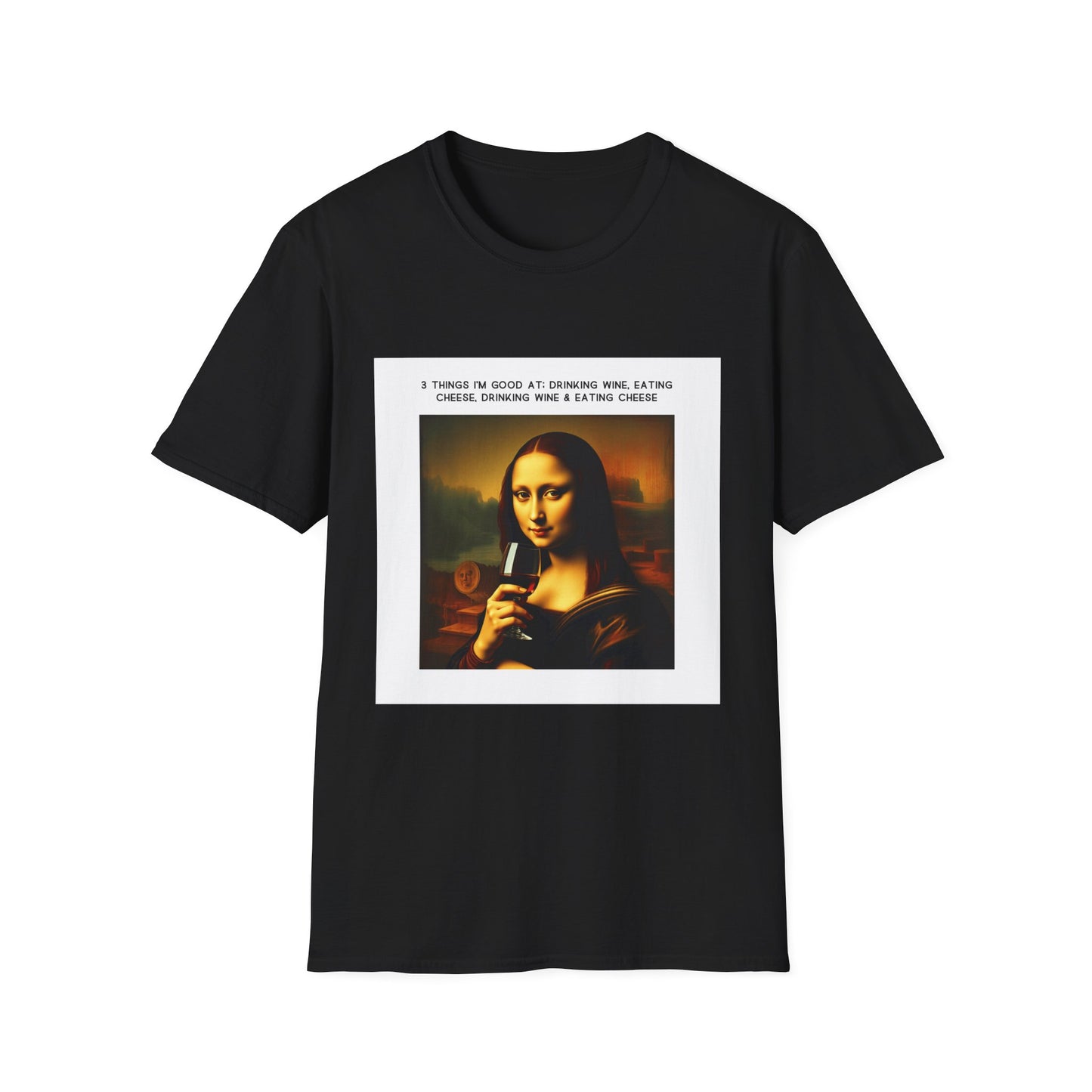 Sip Happens | Mona Lisa Inspired Wine Meme Softstyle Tee T-Shirt