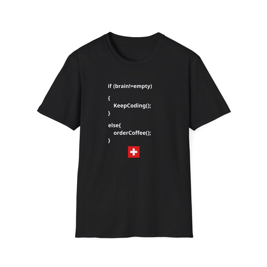 Coding if Brain Empty Unisex Softstyle T-Shirt – A Must-Have for Crypto Kings & Blockchain Believers! 🚀💰