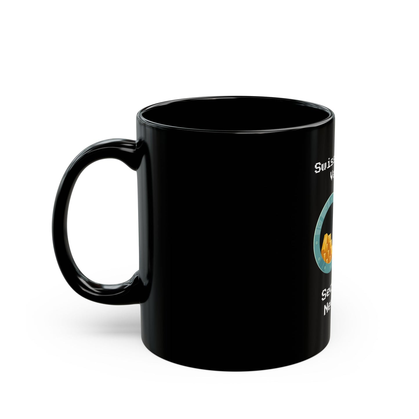 Swiss Crypto Vault Black 11oz Mug - Perfect Gift for Crypto Enthusiasts