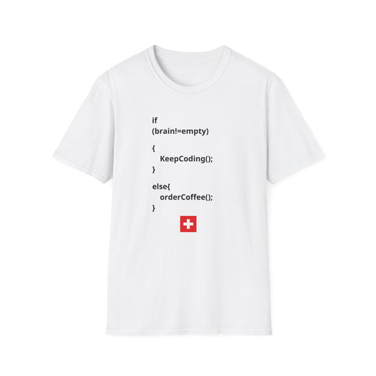 Coding if brain empty Unisex Softstyle T-Shirt – A Must-Have for Crypto Kings & Blockchain Believers! 🚀💰