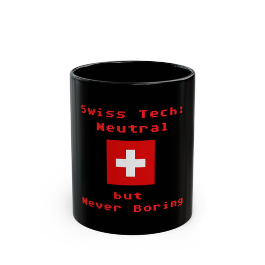 Swiss Tech Neutral Black 11oz Mug - Perfect Gift for Crypto Enthusiasts