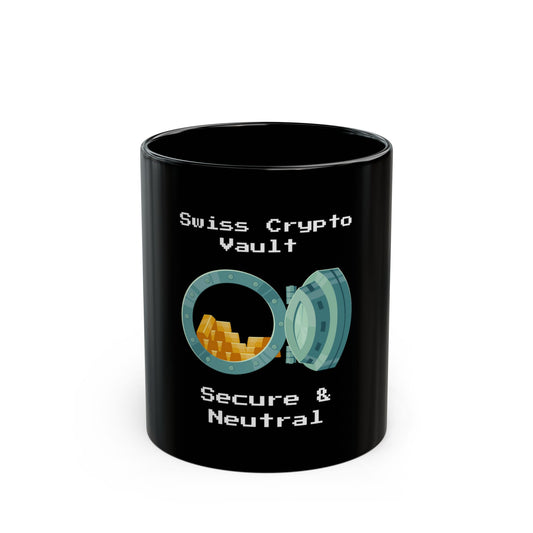Swiss Crypto Vault Black 11oz Mug - Perfect Gift for Crypto Enthusiasts